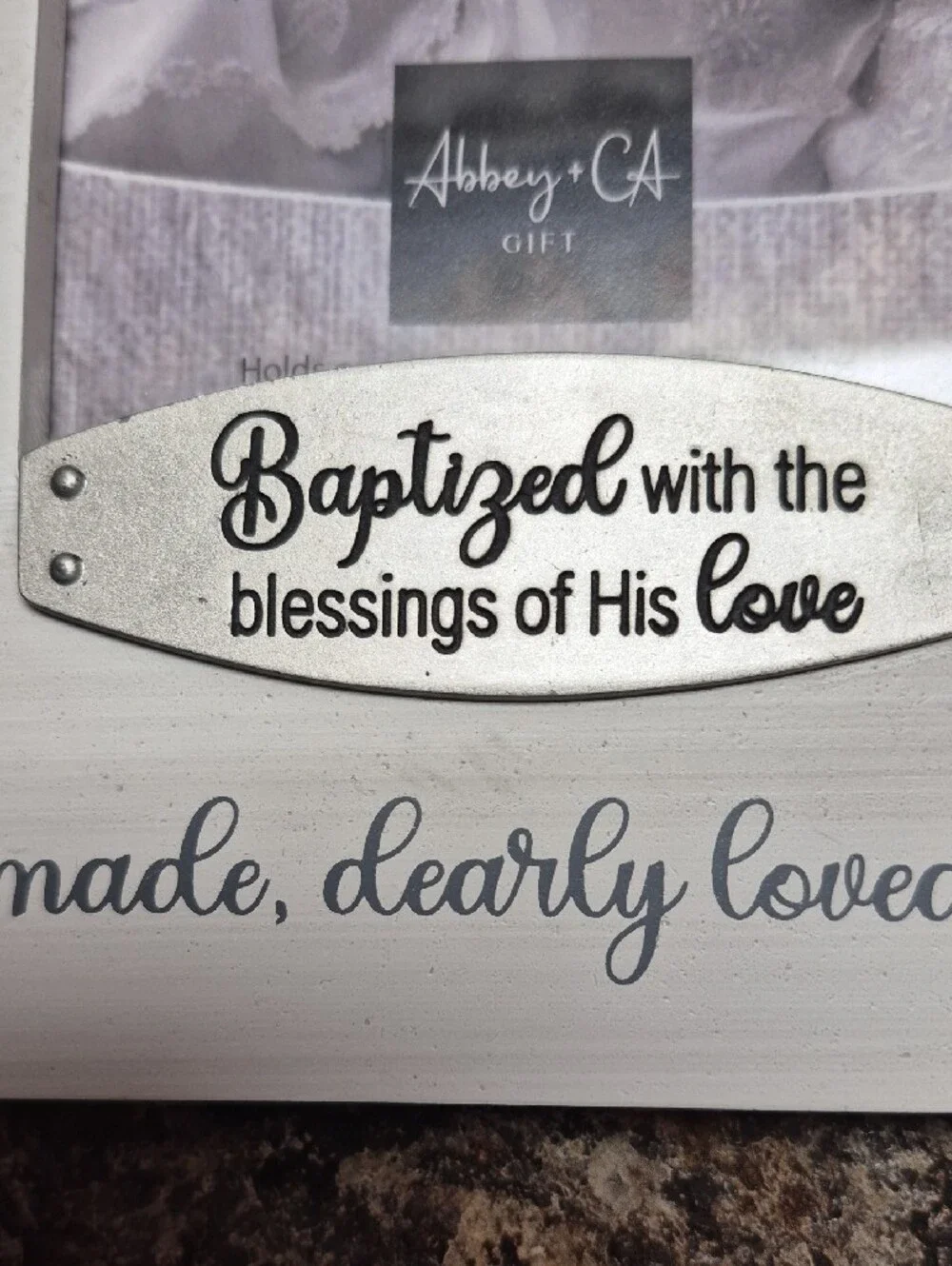 Baptism Photo Frame Collage in White with Sentiment Plaque